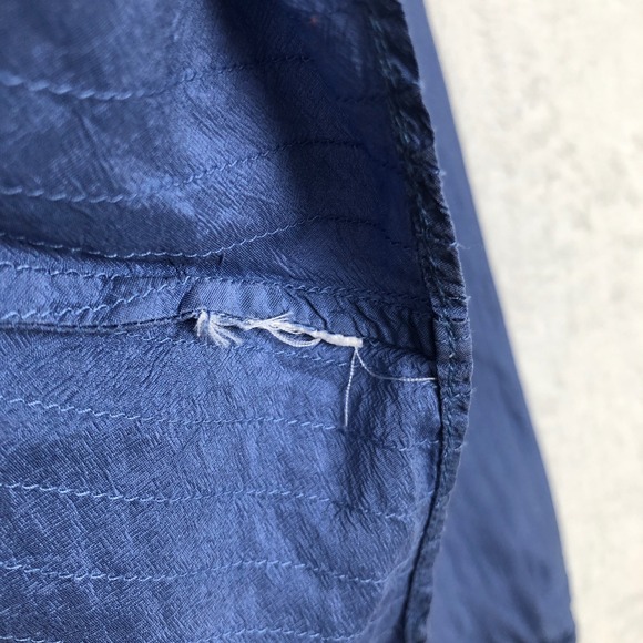 Eileen Fisher Silk Textured Stripe Button Front Top Sz L Blue L/S Minimalist - Picture 9 of 9